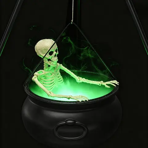 Halloween Decoration Outdoor, Large Witch Cauldron on 50" Tripod with Mist Maker & Skeleton, Cauldron Halloween Decor for Outside Yard Garden Lawn Home Porch Door