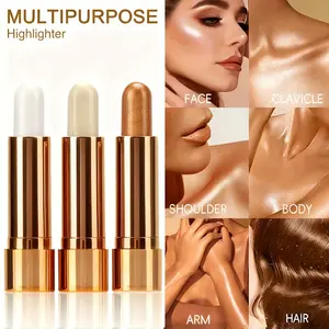 3Pcs Multi Highlight Contour Stick Set Long Lasting Makeup Pearl Concealer Stic Brightening Lipstick Waterproof Buildable Gloss Eyeshadow Pens Smudgeproof Cosmetic