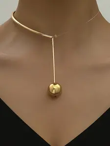 Fashion European Style Half-Transparent Ball Pendant Alloy Necklace, Birthday Gift Jewelry, Perfect for Daily Wear, Dates, Parties