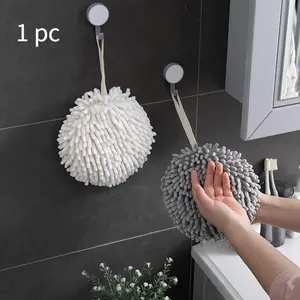 Soft Hand Towel Ball Thick Super Absorbent Wall-Mounted Hanging Wipe Cloth Velvet Sponge Bathroom cleaning hand towels Hangable