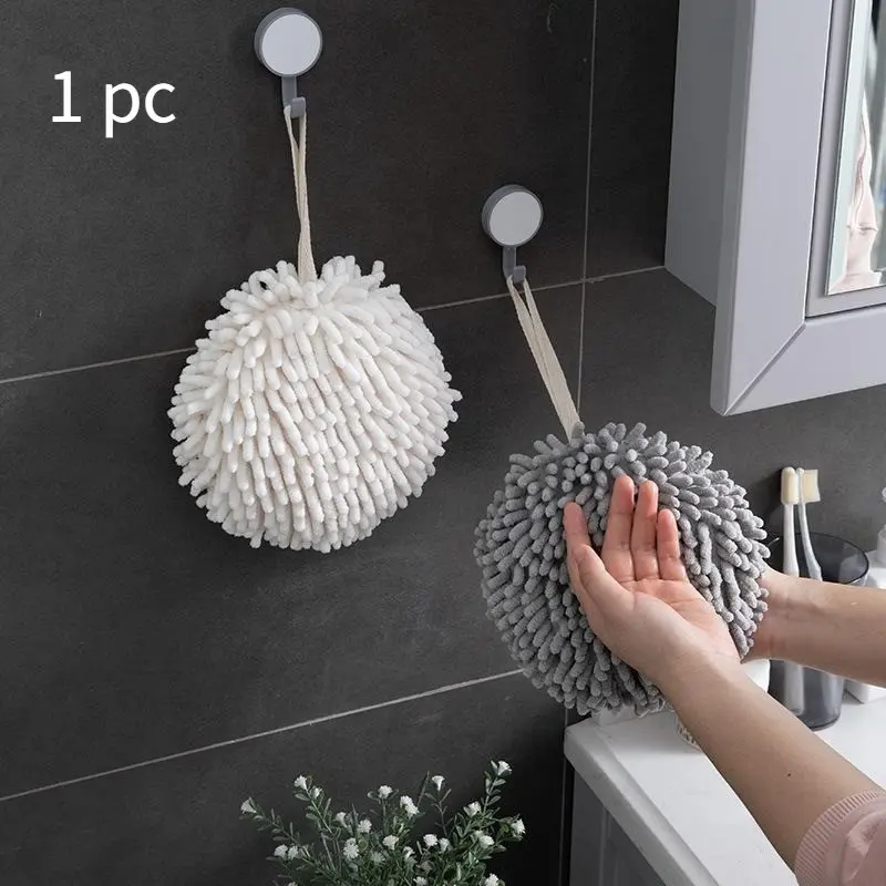 Soft Hand Towel Ball Thick Super Absorbent Wall-Mounted Hanging Wipe Cloth Velvet Sponge Bathroom cleaning hand towels Hangable Water Absorbent Towel