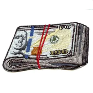 Fat Wad Dirty Money Patch Hundreds Blue Benjamins Embroidered Iron On