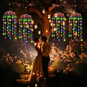 4PCS 256LED Solar Jellyfish-Shaped Wind Chime String Lights, Outdoor Hanging Lights, Avatar Jellyfish lanterns, 8 Modes, IP65 Waterproof, Outdoor Decorative Chandeliers, Ideal for Valentine's Day, Christmas, Romantic Celebrations