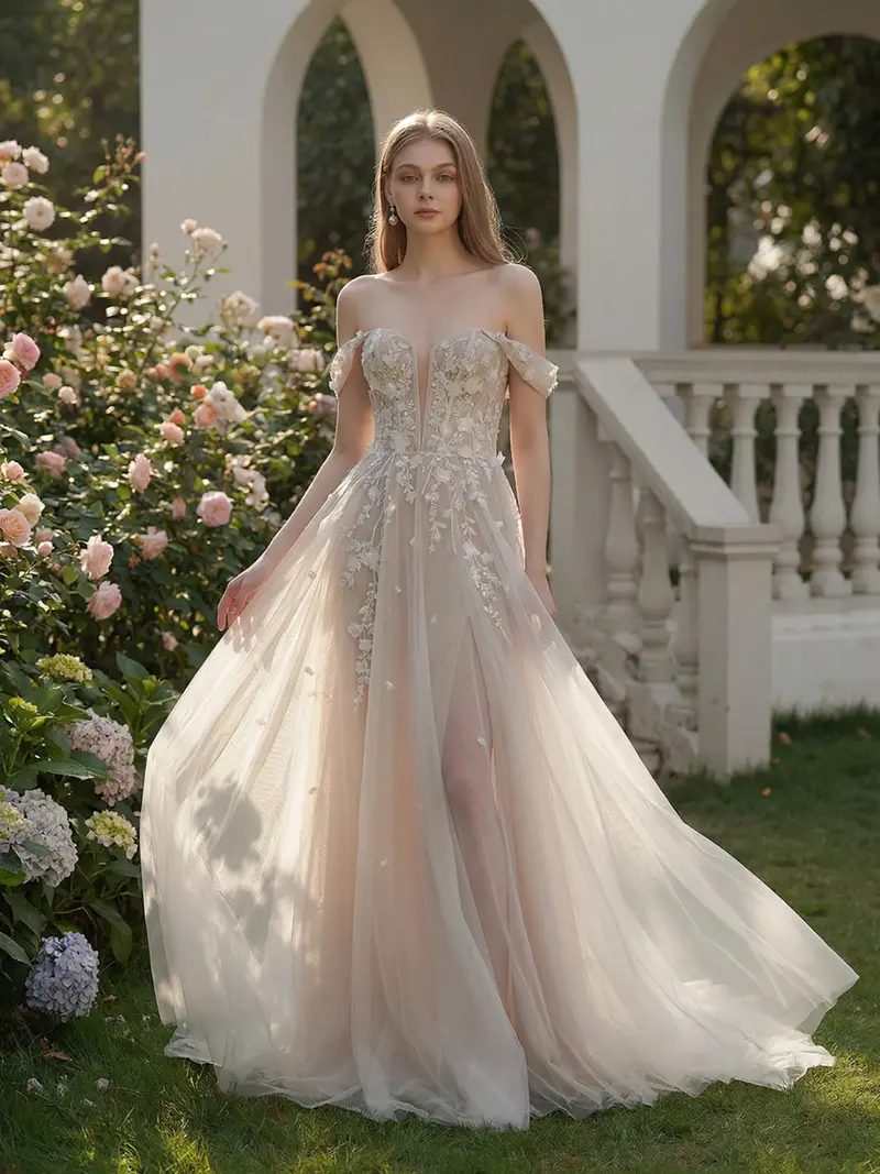 elegant sexy dresses Vintage Elegant Wedding Dress, Open Back Wedding Gown, Modern Wedding –  Tesoro Si NYC main image 1