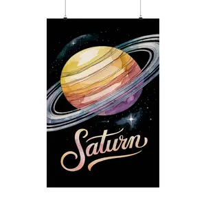 Planet Print, Saturn Poster, Solar System Wall Art, Astronomy Space Art, Rings of Saturn Kid's Art, Geek Decor, Science Teacher Gift
