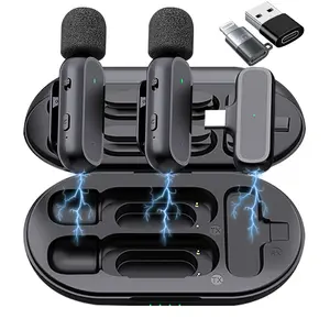 2 Pack Professional Wireless Lavalier Microphone for Android, iPhone 16 15 iPad with Adapter Included Noise Reduction Plug-Play Clip on Lapel Mic for TikTok, YouTube, Recording, Vlog, Facebook Live Streaming Audio Smartphone