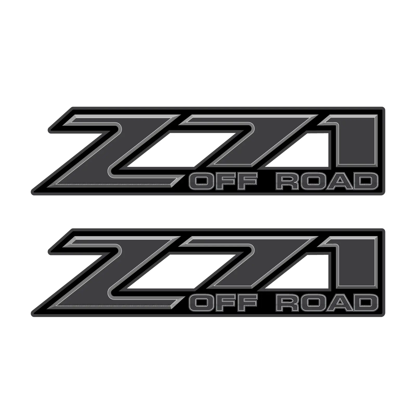 Z71 Offroad Truck Decals Bedside Stickers / Grey 3D