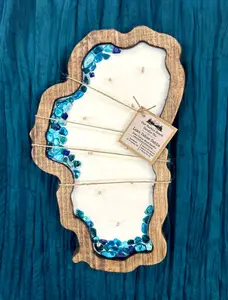 Lake Tahoe Custom Centerpiece Wood Bowl Candles - Handcrafted Reusable Refillable Scented Candles with Natural or Tahoe Blue Top Decor