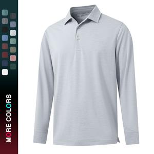 MAELREG Men's Golf Polo Shirt Long Sleeve Performance Dry Fit Moisture Wicking Heather Collared Casual Sports Top fathersdaygift