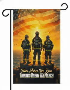 FLAGMEUP8386 Memorial Firefighter Garden Flag 12x18 Inch – Double Sided Yard Flag, Firefighter Tribute, Patriotic Outdoor Decor
