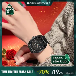 Fashion Watch TikTokShopStockUp  Valentine’s Day Gift Casual Stylish Open Dial Watch  Silicone Strap, Waterproof & Luminous, Perfect for All Occasions