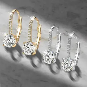 2 pairs Diamond Pendant Earrings Hypoallergenic Cubic Zirconia Drop Dangle Earrings for Girls and Women's Fashion Jewelry