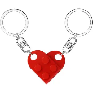 Brick Matching Couple Heart Keychain, Gifts for Him Her Boyfriend Girlfriend Christmas, Wedding Anniversary Birthday Gift