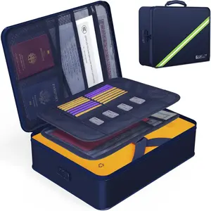 Document Organizer with 5200 Heat Insulated, 16.1"x11.4"x4.3"  and Fireproof Document Box with Lock,   Fireproof Safe Storage Box for Legal Size Documents and FileBlue