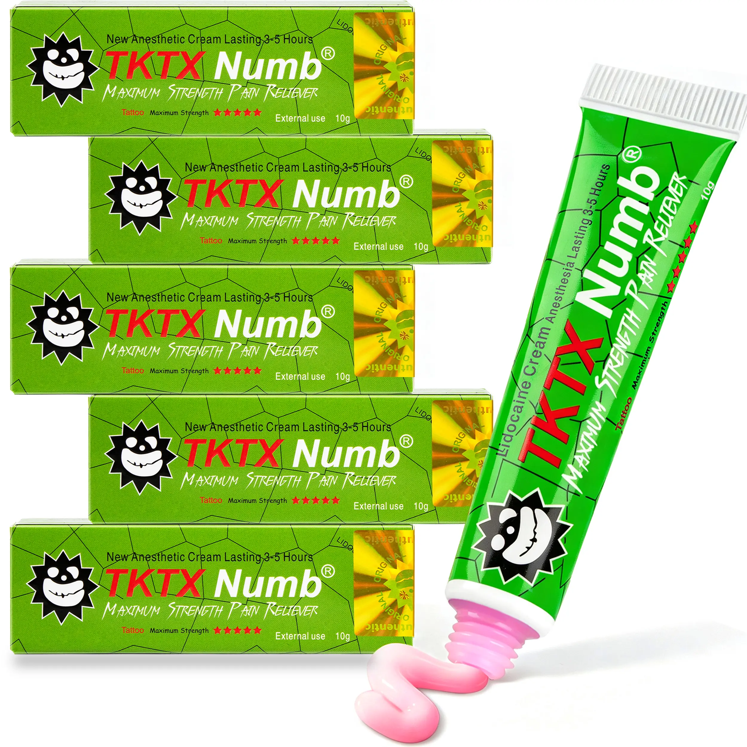 TKTX Tattoo External Cream I 99.9% Limited Edition Very Strong I For Tattoos I Laser Removal | Waxing I EyebrowThreading I Tattoo Numbing Cream (5 Pack-10g)