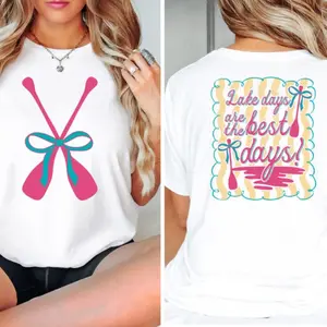 Lake Days Are The Best Days Shirt, Summer Front Back Tee, Lake Days T-shirt, Summer Tee, Lake Life Coquette , Outdoor Lovers Bow Shirt Gift