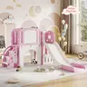 Multifunctional 8-in-1 Kids Playground Playset, Toddler Slide with Climber, Basketball Hoop, Telescope, Tunnel and Storage Area, Safe Indoor Outdoor Play Equipment for Backyard Courtyard Entertainment, Tool-Free, Wide Stability