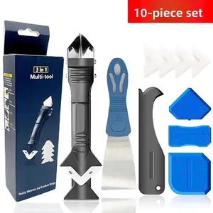 Multifunctional glue shovel 3-in-1 silicone glue scraper Angle beautiful seam shovel glue removal knife Yin corner glue scraper rubber plate Stainless Steel Grout Tool Set