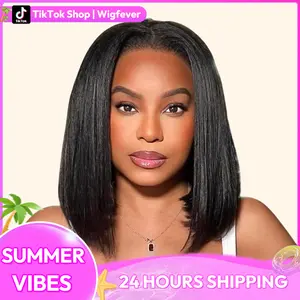 Wigfever 9x6 T-part Layered Cut Wear Go Bob Yaki Straight Glueless Wig Natural Hairline Deep Part Lace Human Hair Wig #SummerVibe
