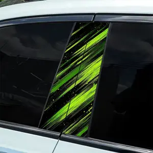 2pcs Fluorescent Green Speed Pattern Car B-Pillar Stickers, Sticker for cars, Easy to Apply and Tear, Self-Adhesive Protective Stickers for All Models, Durable Plastic Stickers, Car trim