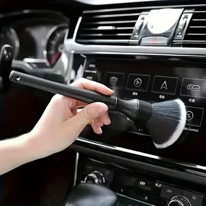 1 piece soft-bristled car interior detail brush - black, durable plastic handle with fluffy head for efficient cleaning of dashboards and touch screens, car brush, Car Detailing Brush