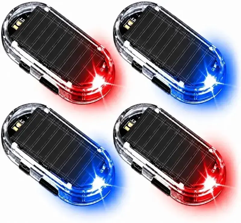 Solar Powered Plastic Fake Car Alarm Lamp - Auto Light Sensor LED Security Warning Flasher, No Wiring DIY Anti-Theft Dummy Device