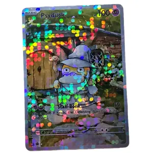 Psyduck Custom Card Fractal Glass OR Bubble Holo Optional Texture Standard Size and English back! Holographic Cards Trading Cards