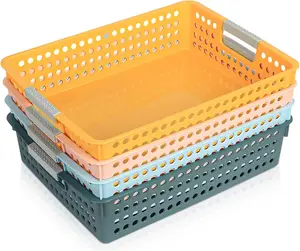 Turn in Trays Classroom 4Pcs Paper Trays for Classroom Book Baskets for Library Drawers Office Home Organizers