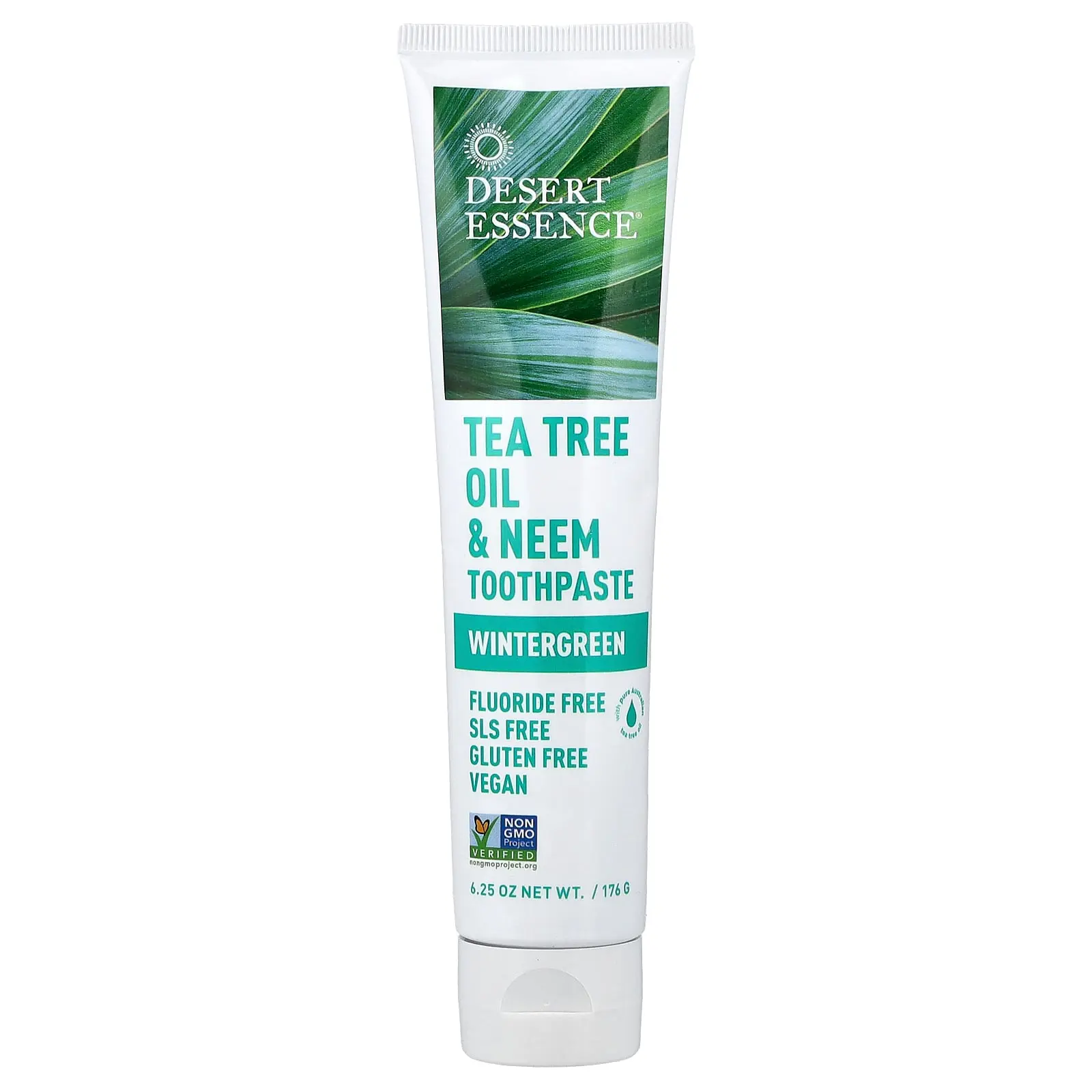 Desert Essence Tea Tree Oil & Neem Toothpaste, Wintergreen, 6.25 oz (176 g)
