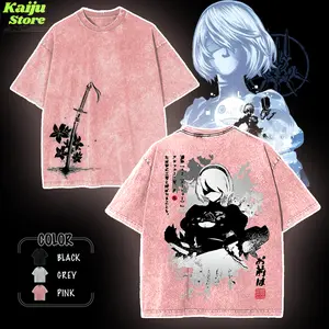 Nier Automata 2B Game yorha for the glory of mankind v6a Washed 2 sided printed T-Shirt anime manga game action rpg merch Design Japanese Art Printed Menswear graphic tee game fan gamer t-shirt