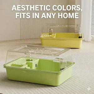 Escape-Proof Hamster Mansion, Dual Lock System, Crystal Transparent Wall, Watch Cute Pets Anytime Anywhere, Pet Cage Accessories