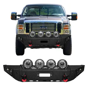 TIOYAR Steel Front Bumper Black Texture for 2008-2010 Ford F250/F350 with Winch Plate Round Lights 2 x D-Rings Off-Road Performance