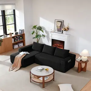 L-Shaped Modular Cloud Sectional Sofa, Armless Boneless Corduroy Couch with Recliner, Ergonomic Support & Hidden Storage, Spring-Foam Hybrid Cushion, Easy No-Assembly for Living Room ottoman leather furniture Oversized Plush Chaise Lounge Sofa