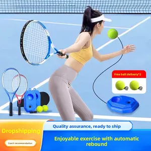 Tennis rebound trainer single player with line adult fixed high elastic racket one person self-playing tennis artifact