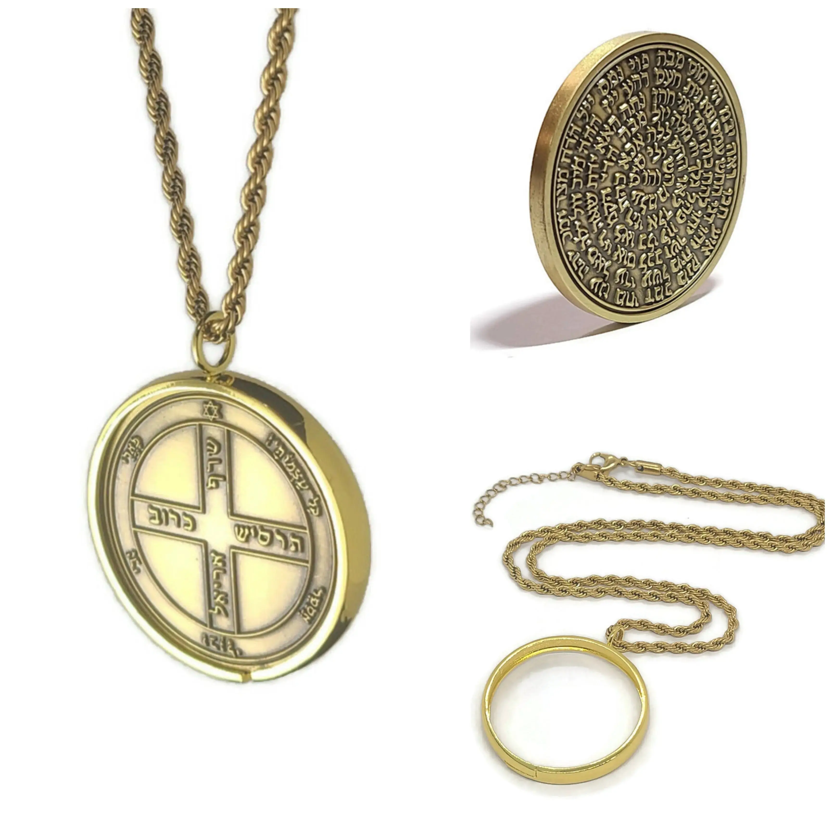 Sixth Pentacle of Jupiter Necklace - Wealth & Prosperity Talisman Pendant with 72 Names of God