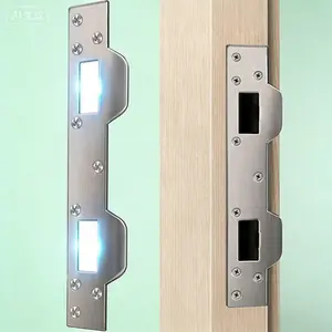 Heavy Duty Door Security Plate - Metal Strike Plate Reinforcement for Deadbolt and Latch, 5-1/2 to 6 Inch Hole Center, Reinforces Door Frame and Jamb, Exterior and Interior Door Fix, Anti-Kick and Anti-Pry Installation