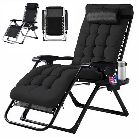 Zero Gravity Reclining Chair - 440LB Capacity with Cup Holder & Removable Cushion, Lockable 90-170° Adjustable for Patio/Camping/Indoor Foldable & Portable Sun Lounger,home decor,camping essentials Adjustable Folding Lounger