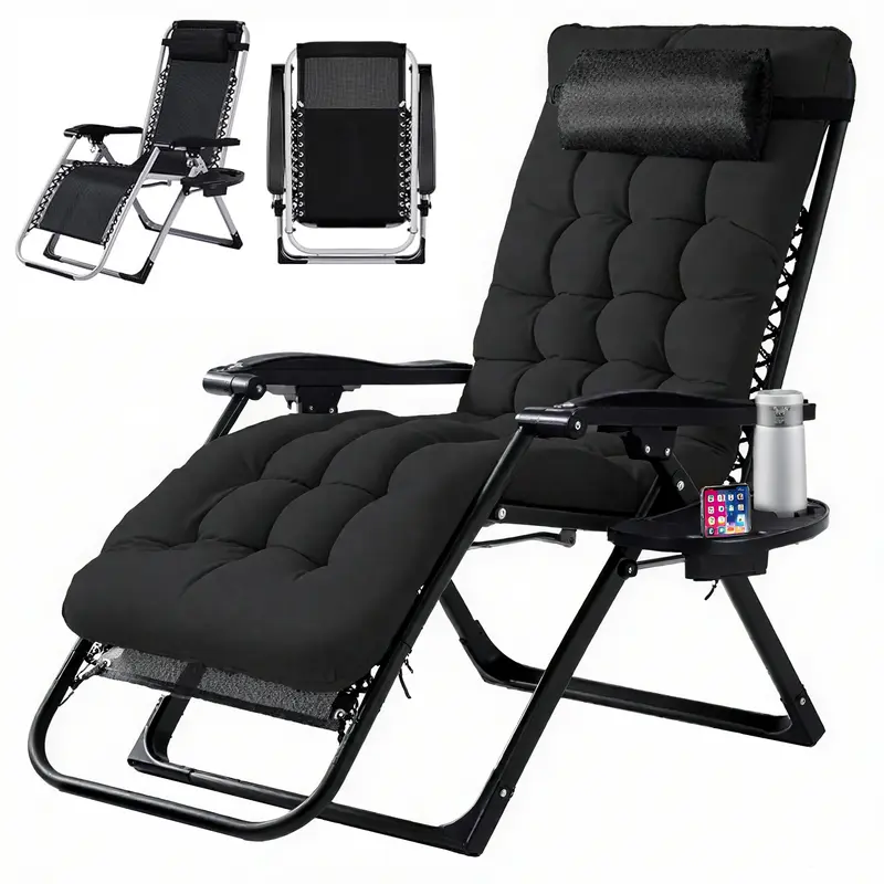 Zero Gravity Reclining Chair - 440LB Capacity with Cup Holder & Removable Cushion, Lockable 90-170° Adjustable for Patio/Camping/Indoor Foldable & Portable Sun Lounger,home decor,camping essentials Adjustable Folding Lounger
