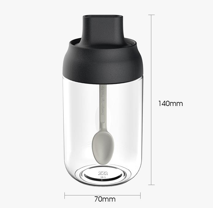 Kitchen Spice Glass Seasoning Jar with Spoon and Lid 250M