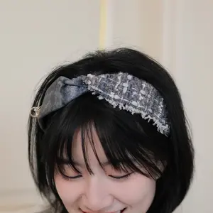 Chunky Headband Knit,luxury Tweed,tweed Padded,black Tweed Headband,tweed Headband,cushion Headbands,fancy Headbands Daily Daily