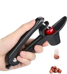 Cherry Pitter - Heavy-Duty Olive and Cherry Pitters Corer Tool with Space-Saving Lock Design, Multi-Function Cherries Stoner Seed Remover Tool for Making Cherry Jam (Black) Fruit Kitchen