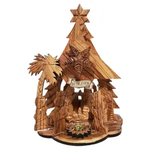 Olive Wood Musical Nativity Scene from the Holy Land