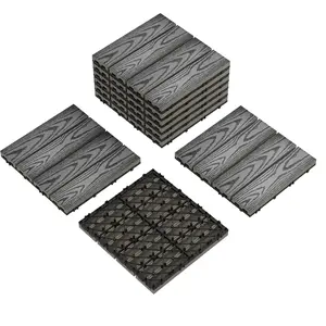 Durable Interlinked Composite Deck Tiles – 12x12" Waterproof Plastic Wood Flooring – All Weather, Easy DIY Install, Outdoor & Indoor for Patio, Balcony, Poolside, Porch, Backyard – Coffee/Teak – Multiple Pack Sizes