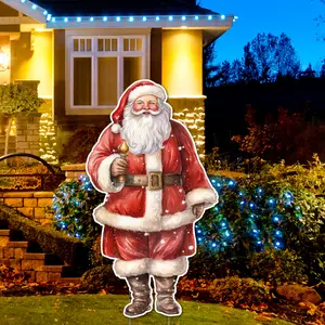 6 Foot Santa Claus Prop With Stand - Festive Christmas Decoration for Indoor & Outdoor Use - Durable Foam Board or Coroplast Material - Easy Setup with Included Stand