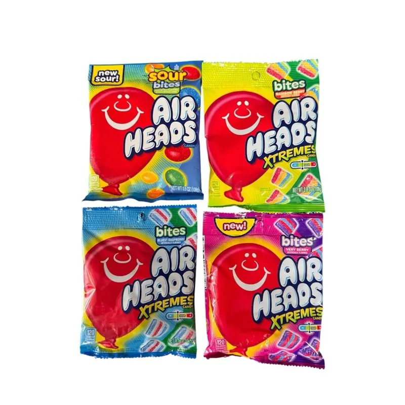 Air Head Candy Bundle of 4- Sour Bites, Rainbow Berry, Bluest Raspberry, & Very Berry Extremes