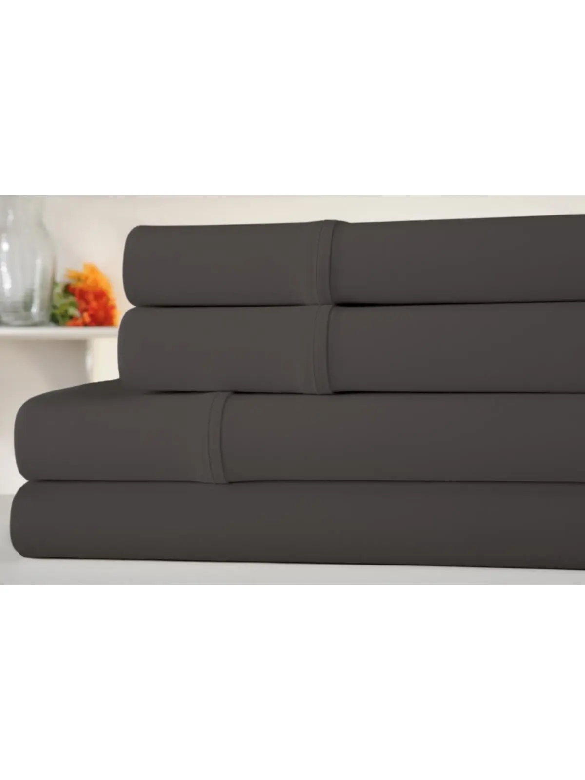 Kathy Ireland 1204TWGR Twin Size 1000 Thread Count Sateen Cotton Sheet Set, Gray