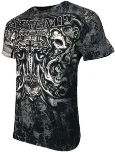 XTREME COUTURE by AFFLICTION Men T-Shirt HADES Skulls Biker MMA S-5X Crewneck Cotton