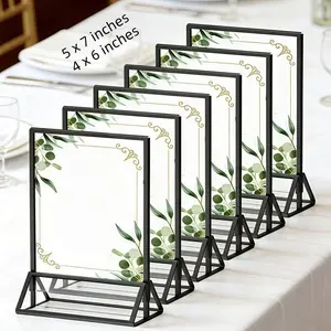 6pcs Acrylic Sign Holders 4x6 5x7 Inches, Dual-Sided Desktop Frame, Wedding Table Numbers, Restaurant Menu, Christmas Photos, Birthday Party