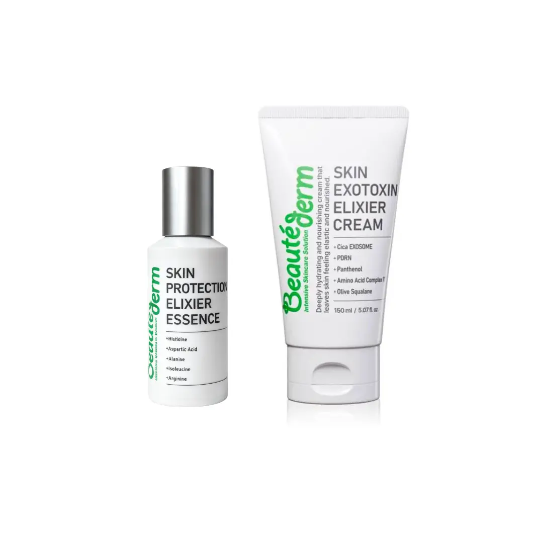 [Beauté Derm] Skin Exotoxin Elixier Cream & Skin Protection Elixer Essence Rich in Panthenol Moisturizing Complexes Ceramides & Amino Acid Complexes for Deep Hydration and Skin Barrier Protection Firm & Lift Serum