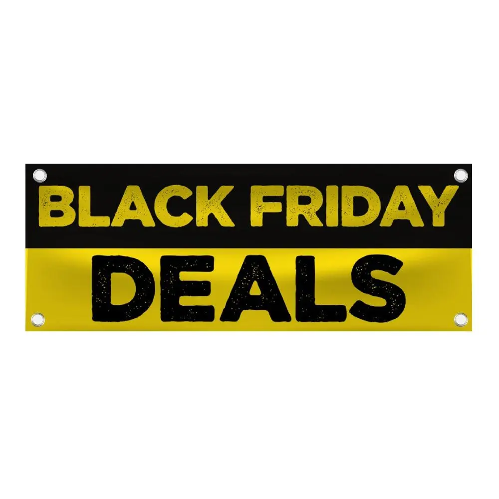 Black Friday Deals Vinyl Banner Banner, Holiday Sale Signage, Event Promotion, Business Advertising, Seasonal Discount, Store Display - 48"x18" Vinyl Banner - 4 Corner Grommets - BAN0009